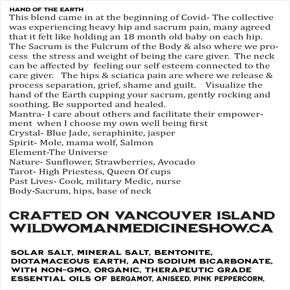 Hand of the Earth - Shaman Infused - Healing - Bath & Body